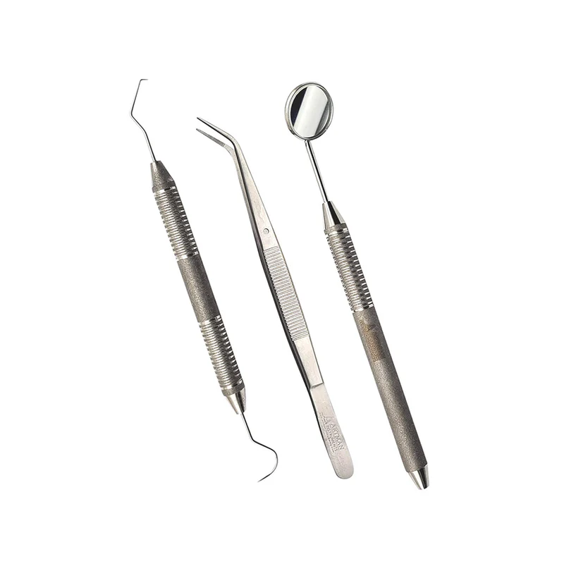 ARTMAN Dental Examination Tool Set – Mirror, Probe & Tweezer with Slip-Resistant Grip | Stainless Steel Professional Dentist Equipment